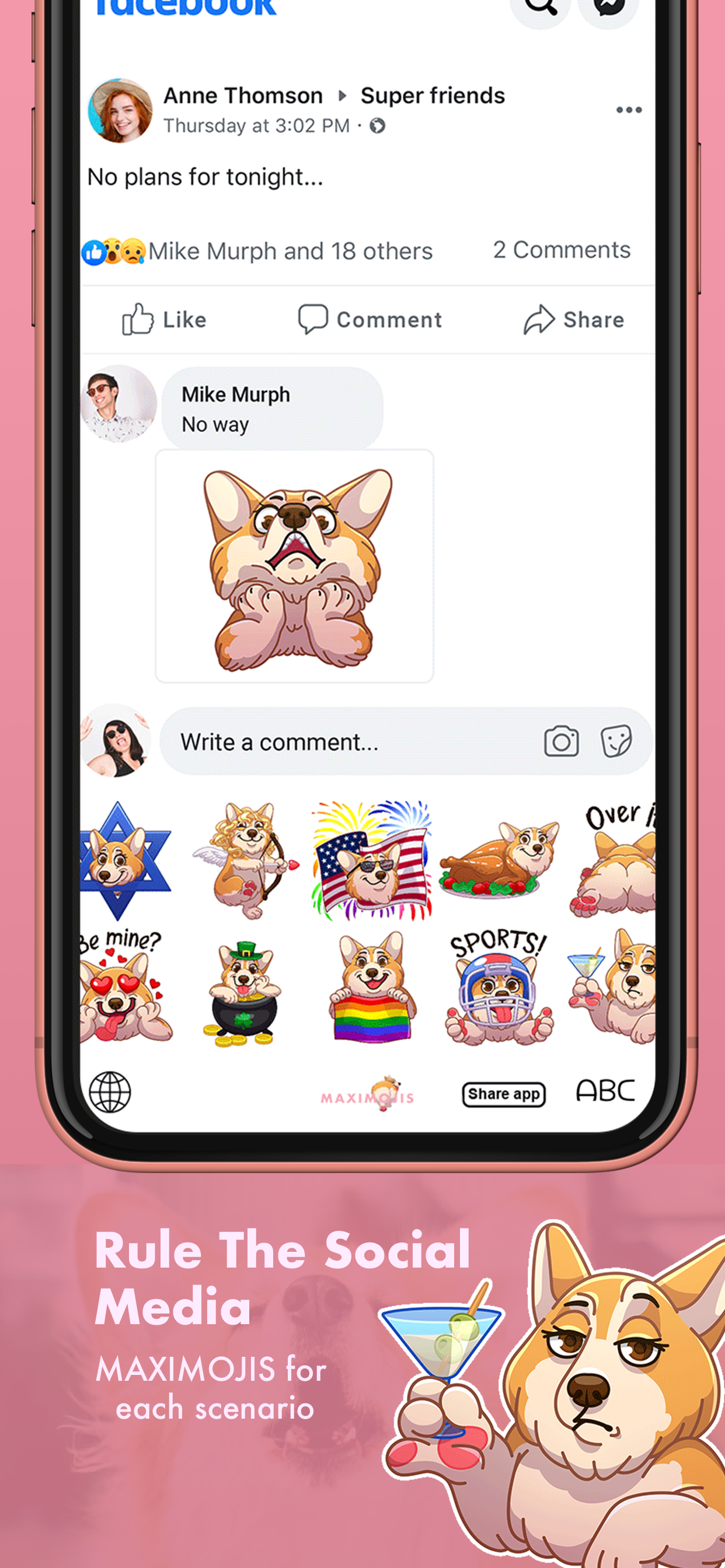 MaxiMojis - Corgi dog stickers