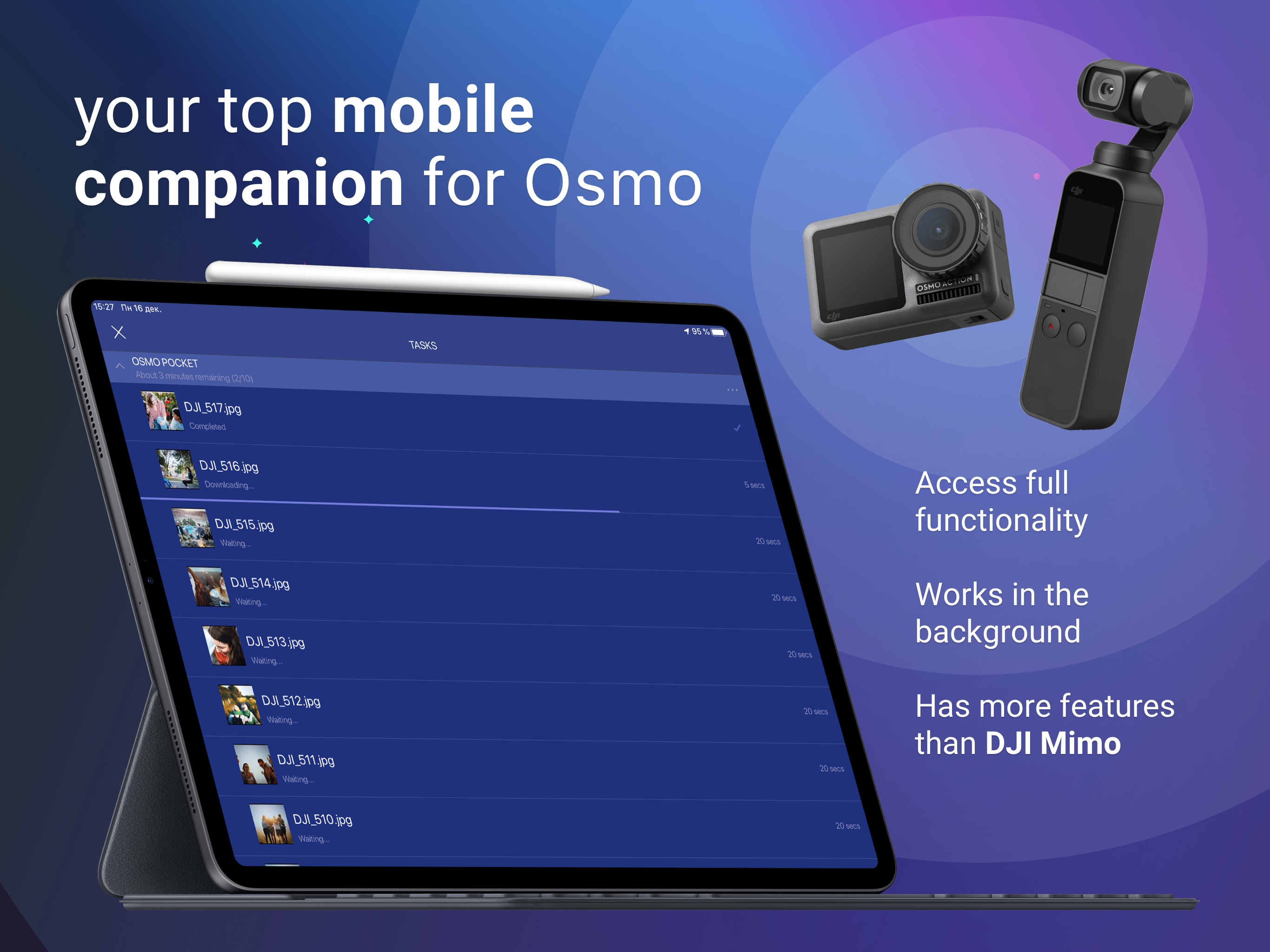 Sync for DJI Osmo. Download 4K