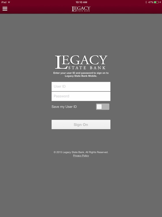 Legacy State Bank for iPad