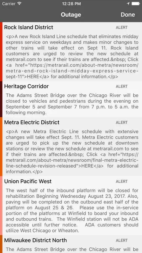 onTime Metra, CTA