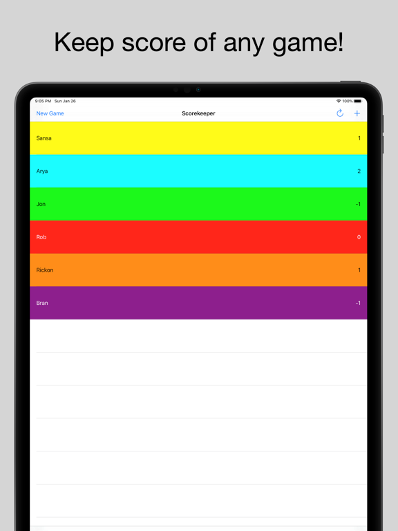 Scorekeeper Lite iPad screenshot 1 - Entertainment app