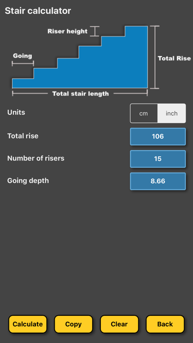 Stair / staircase calculator Screenshot