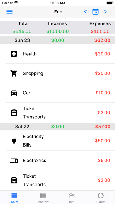 Expense monitor pro Screenshot