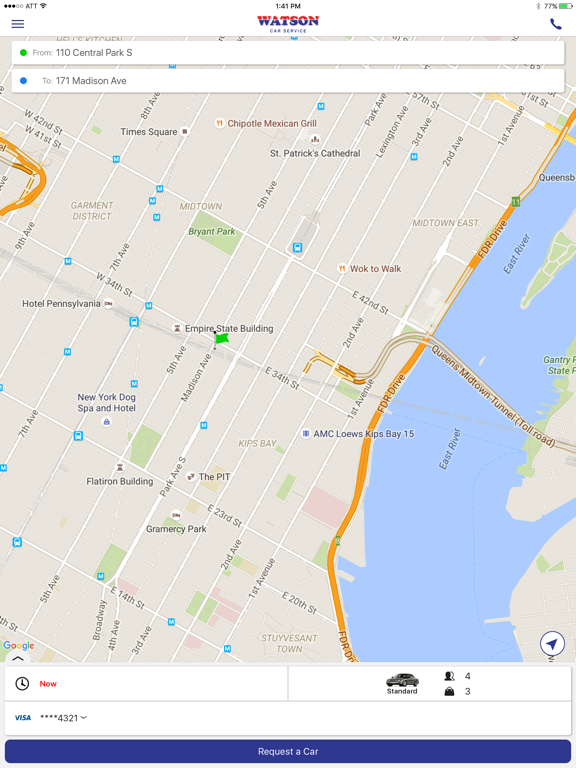 Watson Car Service iPad screenshot 3 - Travel app