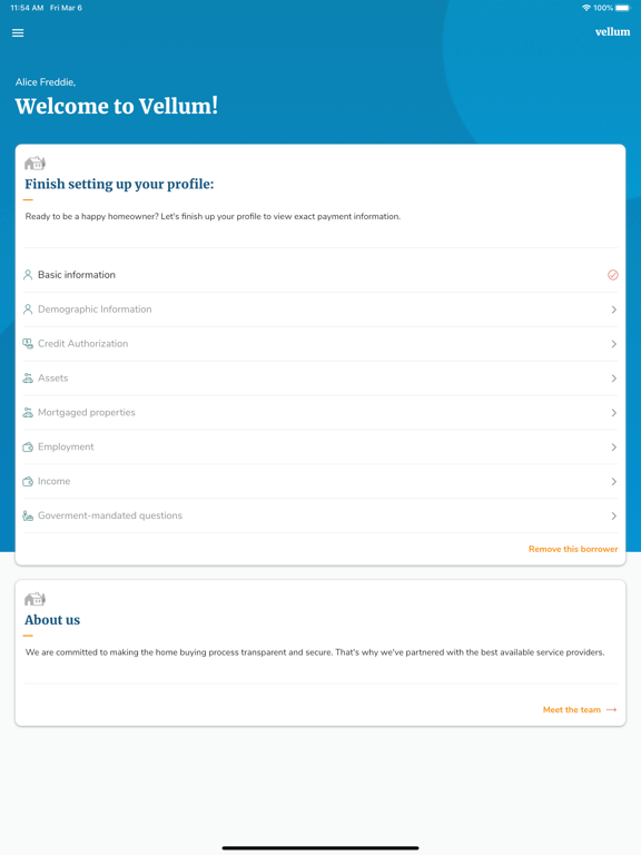 Vellum Mortgage iPad screenshot 2 - Finance app