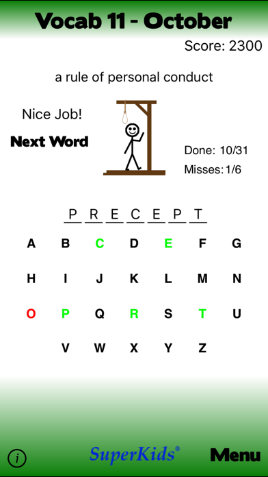 11th Grade Vocabulary Screenshot