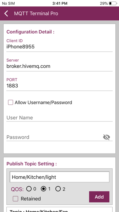 Screenshot #2 pour MQTT Terminal Pro