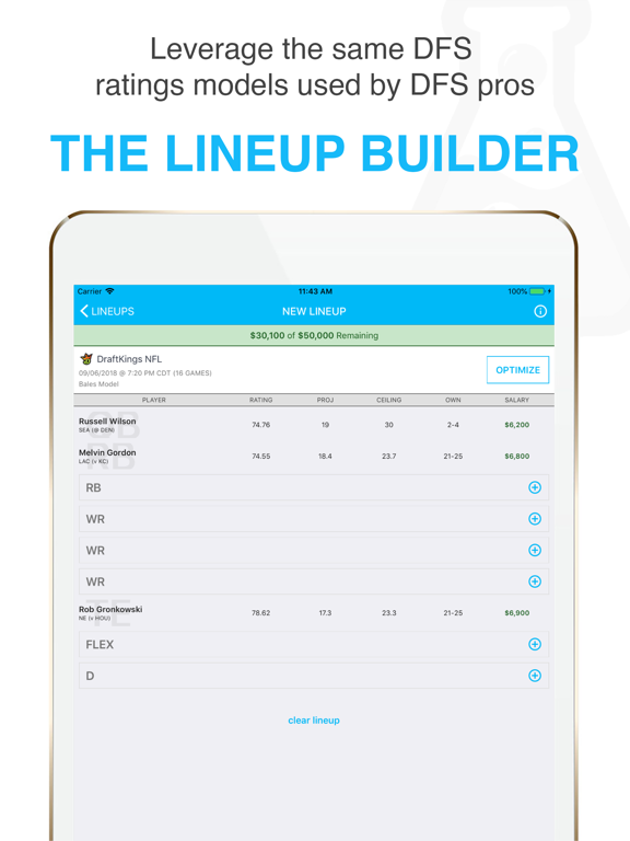 Screenshot #4 pour FantasyLabs DFS Lineup Builder