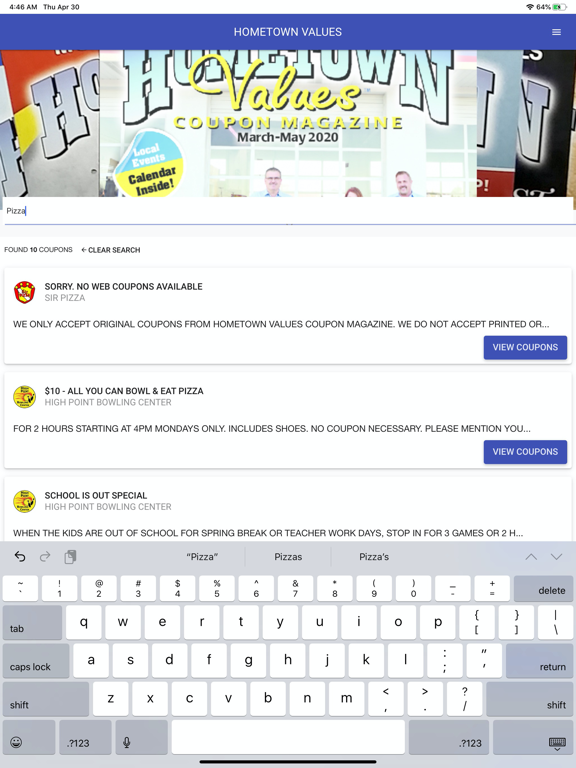 My Hometown Values iPad screenshot 5 - Shopping app
