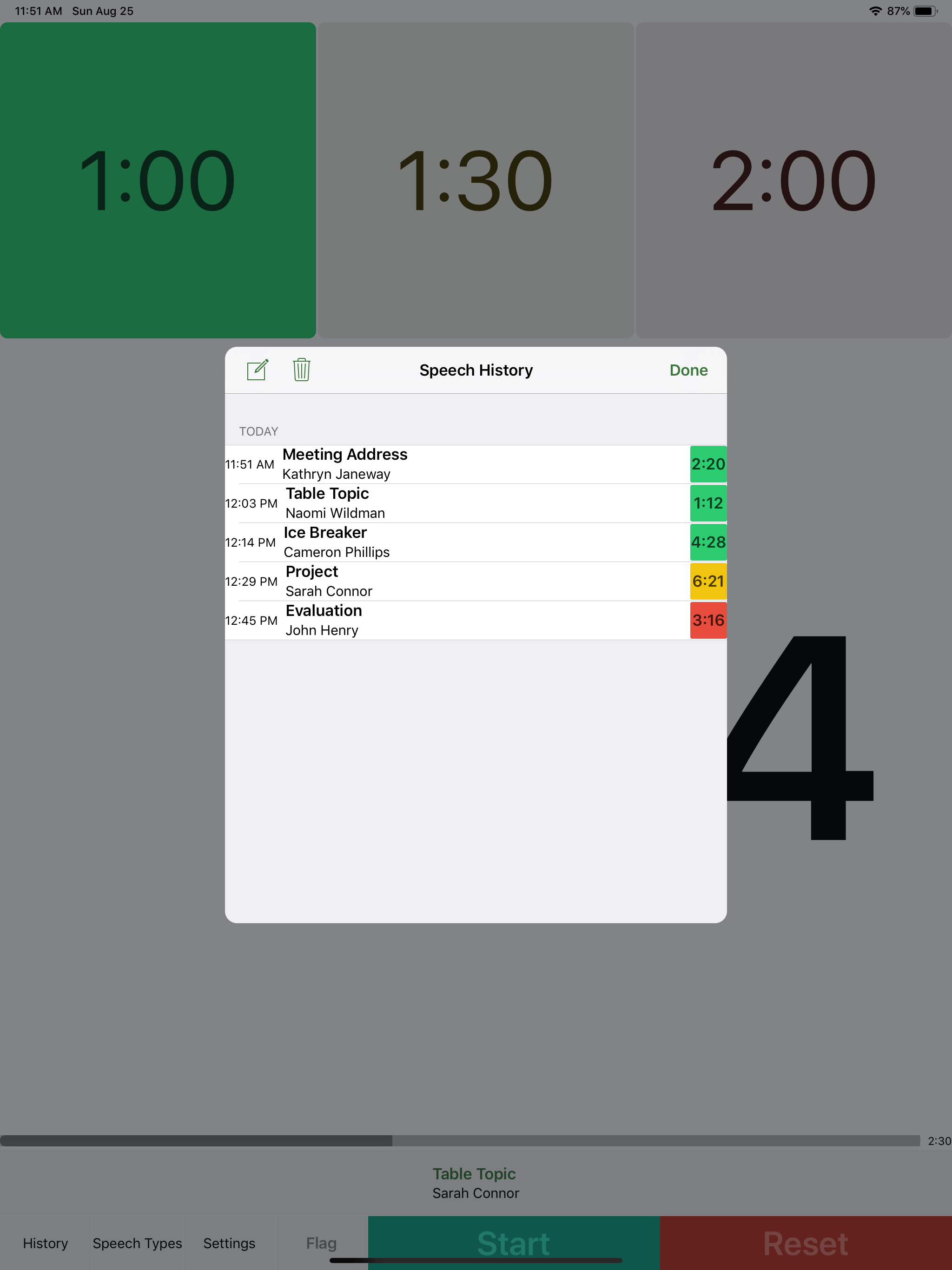 Speech Timer for Toastmasters