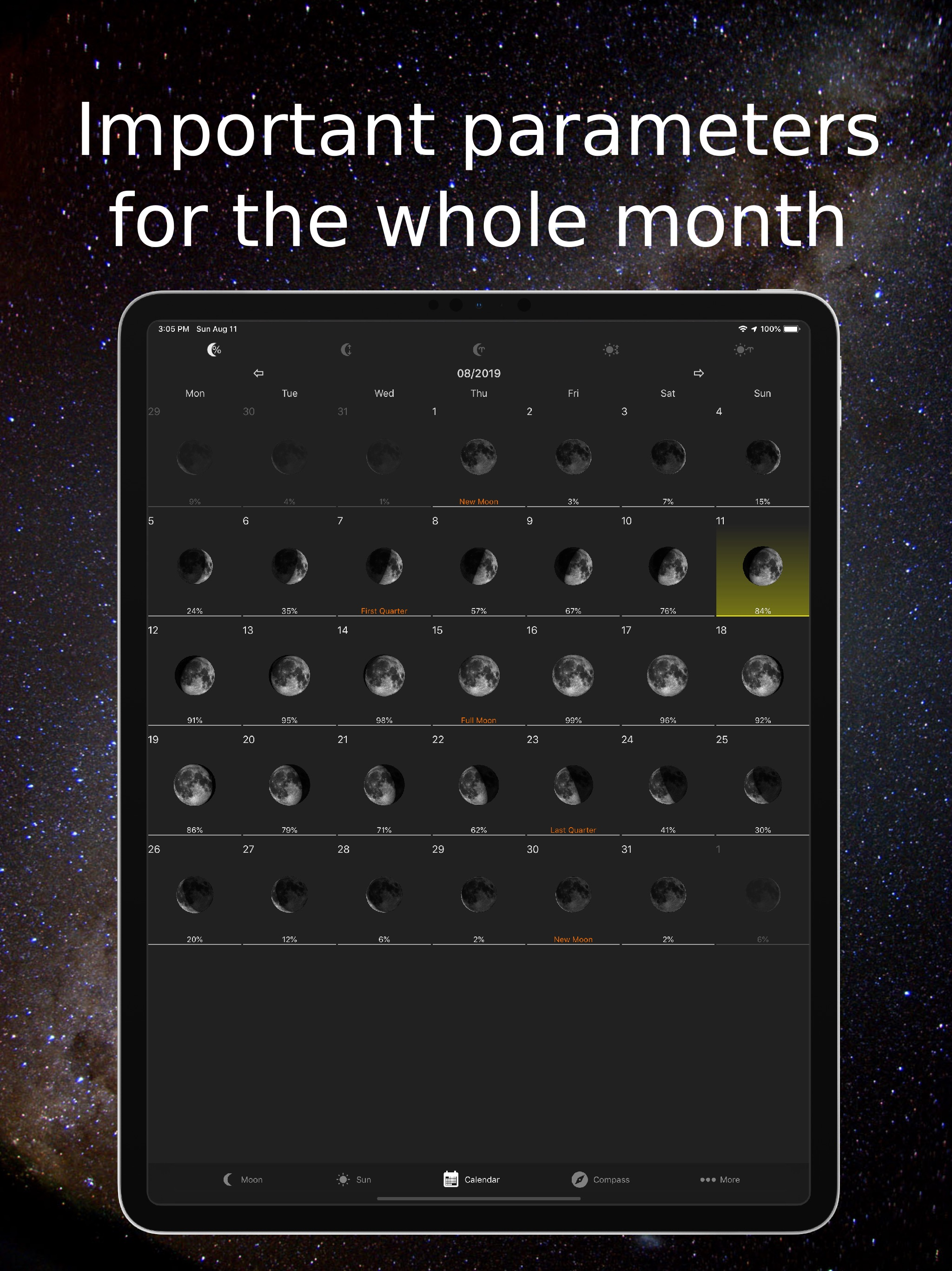 Moon Phase Calendar & Compass screenshot 9