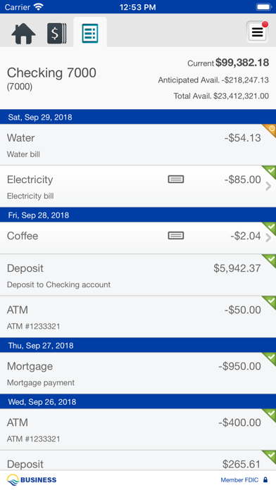 FBOL Business Banking Screenshot