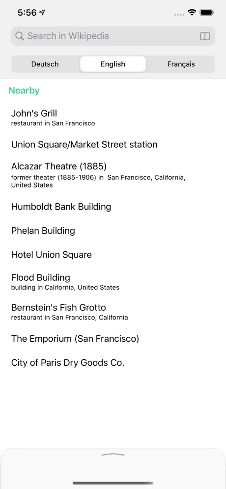 Nearest interesting places