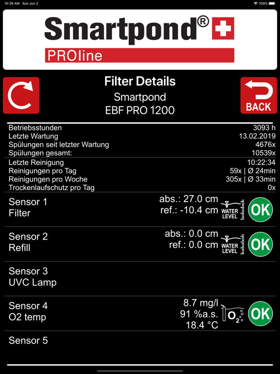 Smartpond PROline iPad screenshot