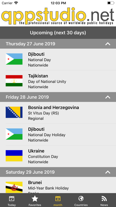 Q++ Worldwide Public Holidays Screenshot