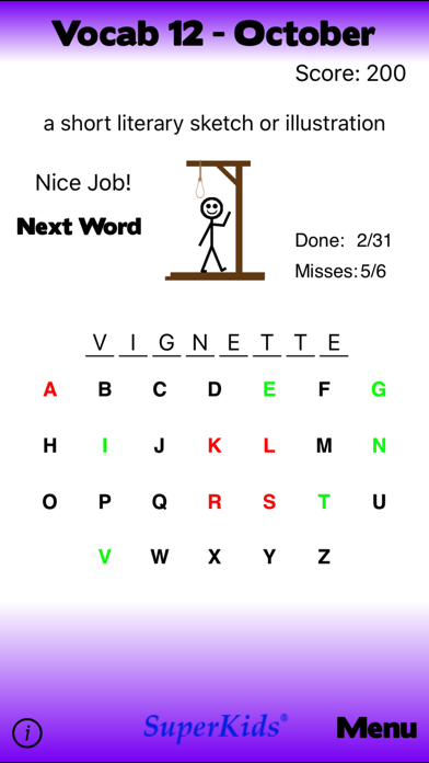 12th Grade Vocabulary Screenshot