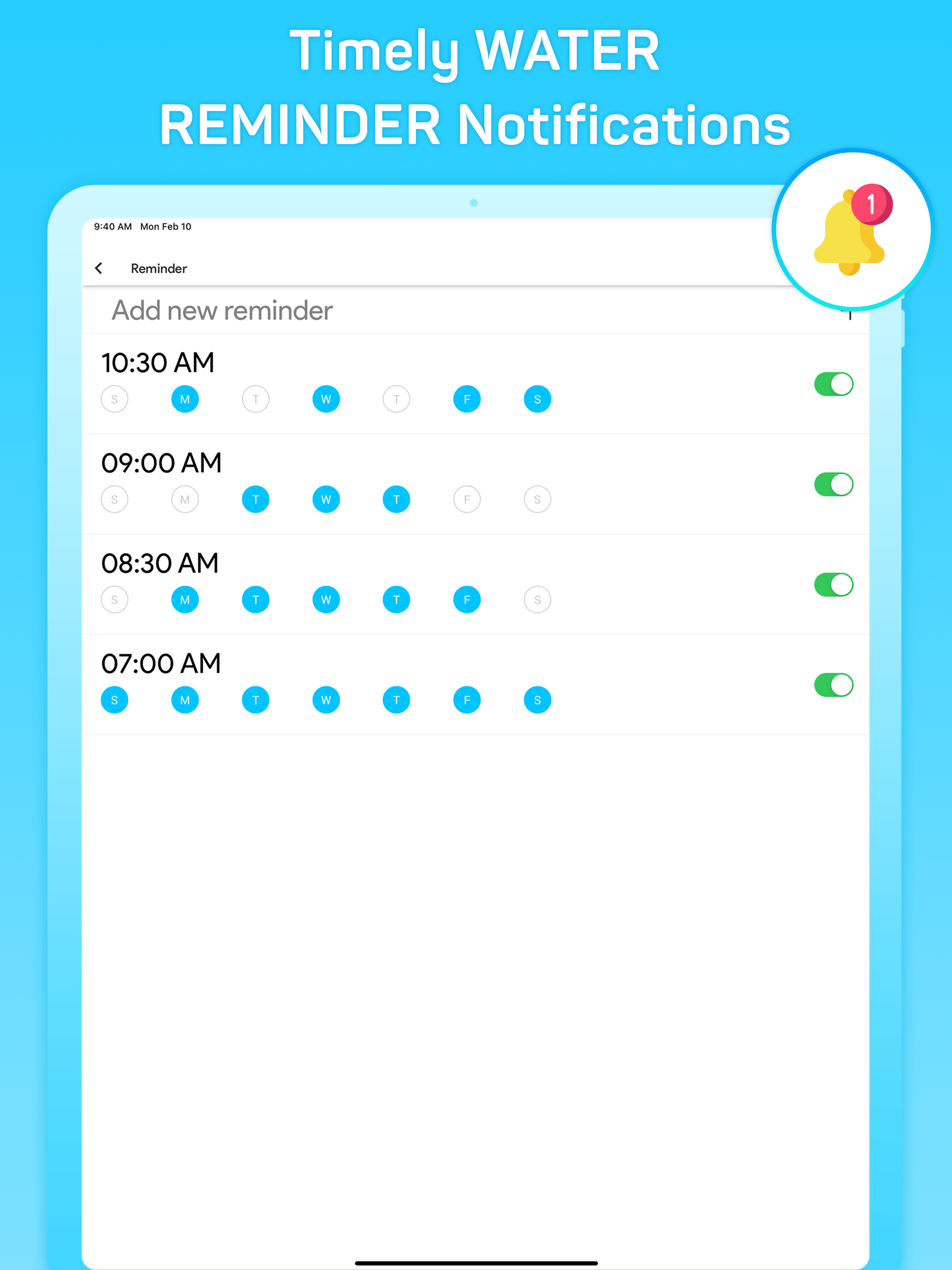 Daily Reminder + Water Tracker