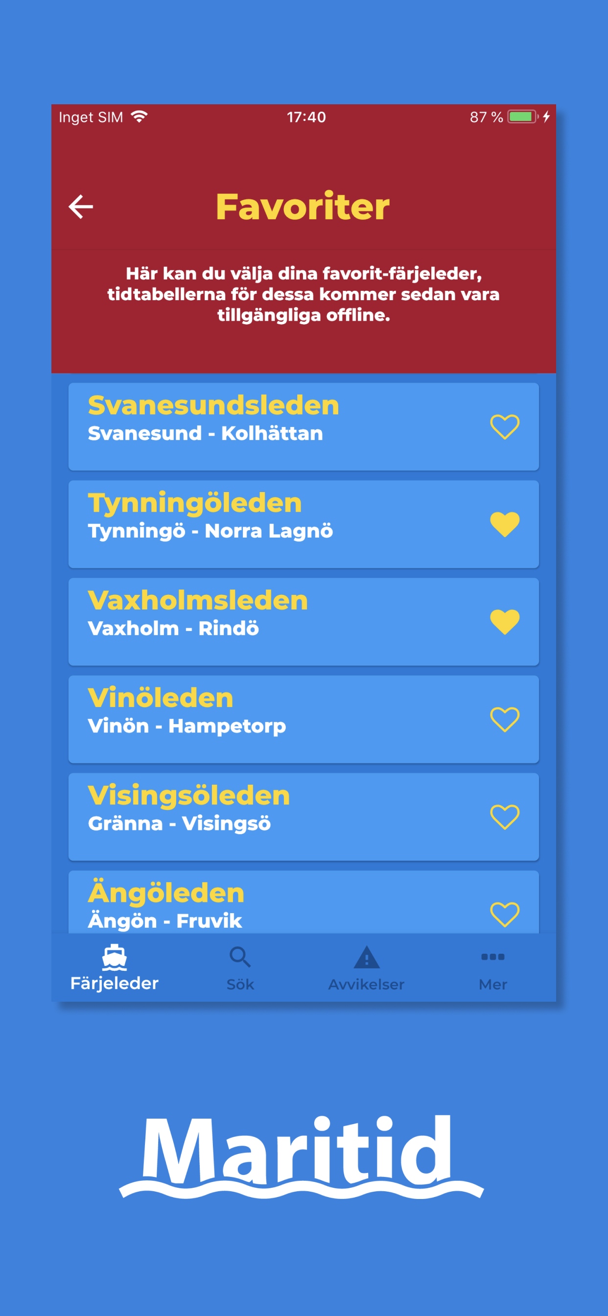 Tidtabellen