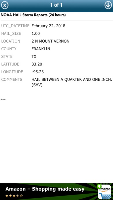 Screenshot #1 pour US Weather Hail Reports