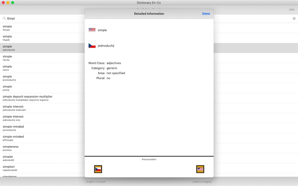 #5. Dictionary English-Czech (macOS) Podle: Michal Duda