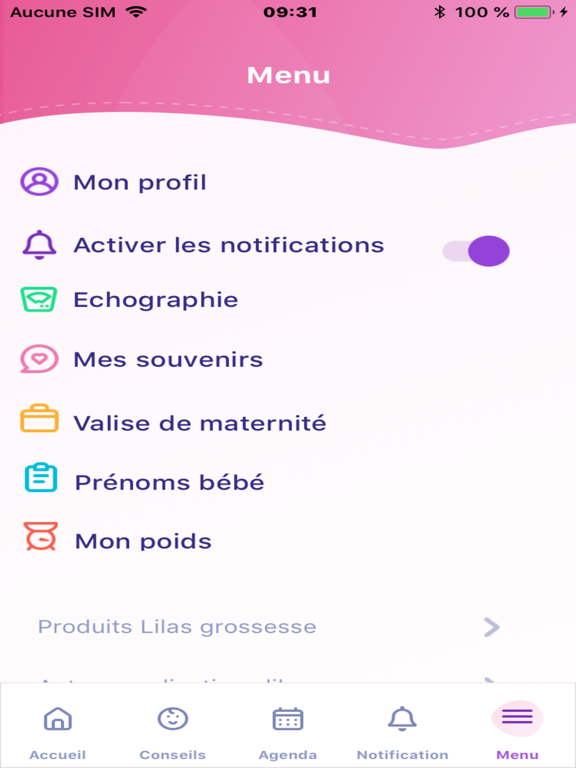 Lilas Grossesse iPad screenshot