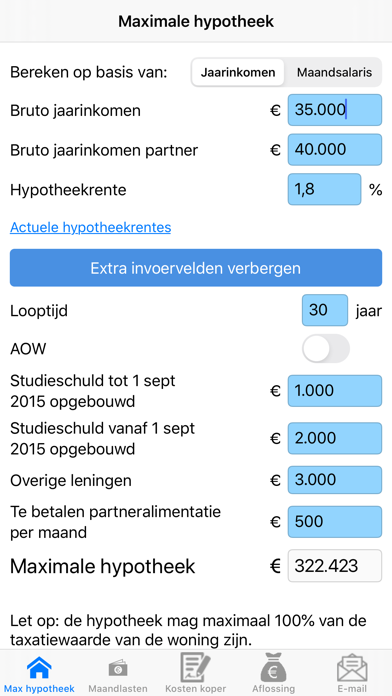 Hypotheek Calculator Pro screenshot 1