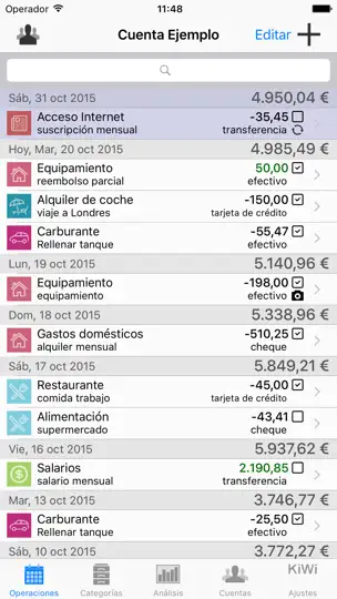 Captura de pantalla de Visual Budget en iPhone 3
