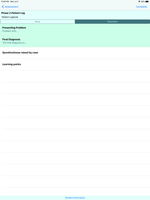 UNSW Medicine Assessments iPad screenshot