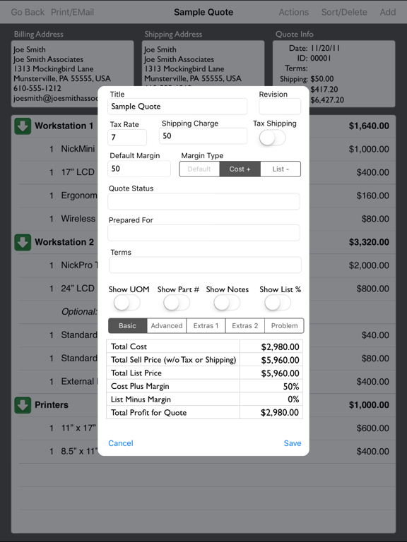 QuoteMaker Pro iPad screenshot 4 - Business app