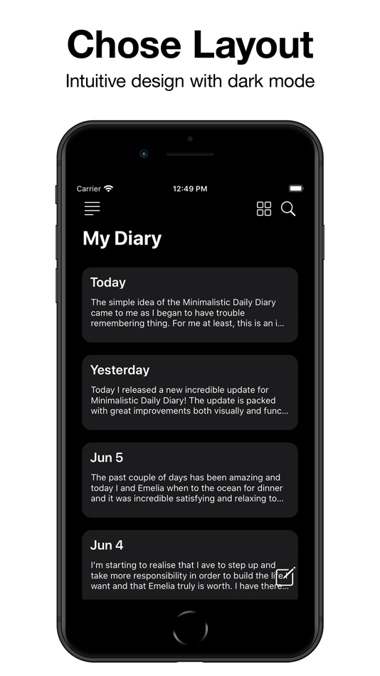 #2. Minimalistic Daily Diary (iOS) 由: Carl Henningsson