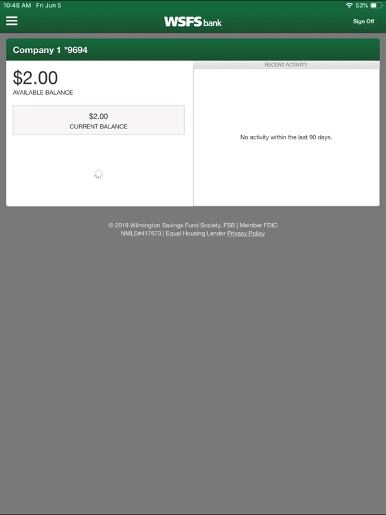 WSFS Business Mobile for iPad