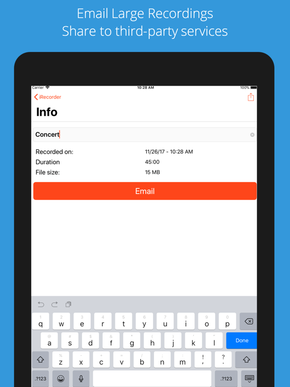 iRecorder Pro Audio Recorder iPad screenshot 5 - Business app