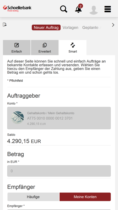 Schoellerbank OnlineBanking Screenshot