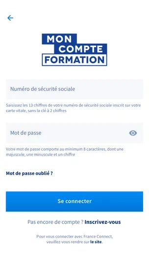 Capture d'écran de Mon Compte Formation sur iPhone 1
