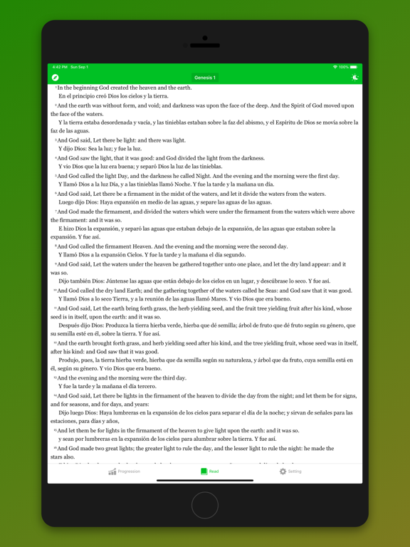 Spanish English Bible iPad screenshot 4 - Book app