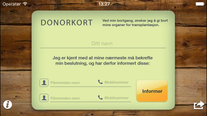 Donorkort Screenshot