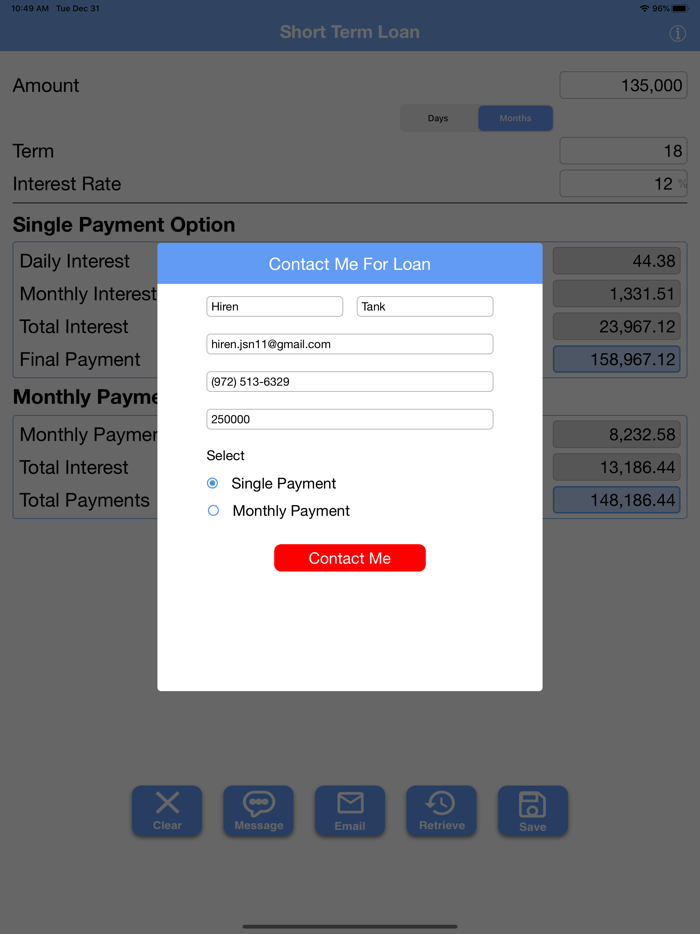 Short Term Loan Calc