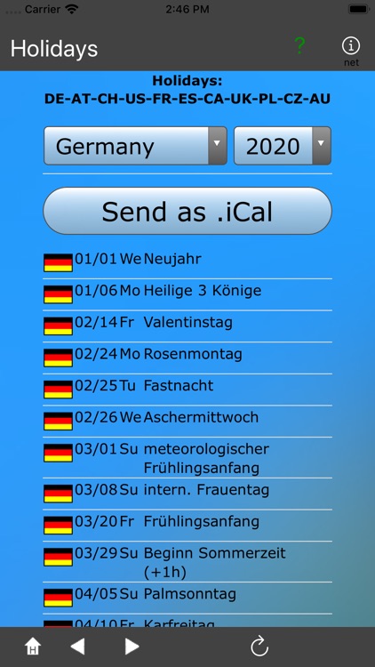 Holidays: Europa, USA