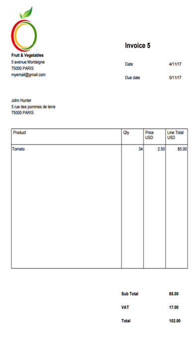 Invoice Pro. Screenshot