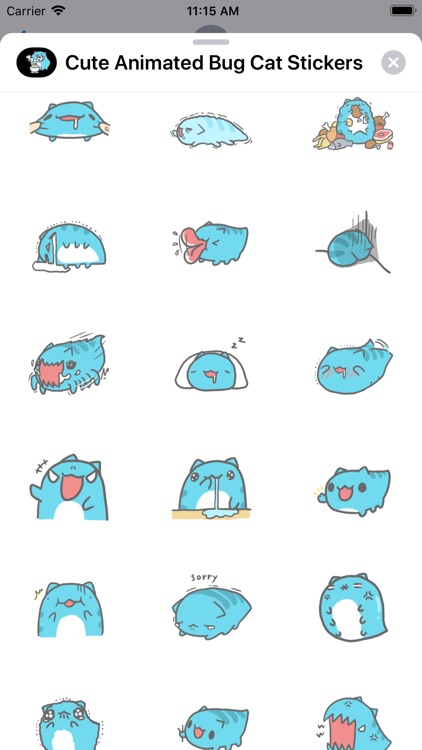 Cute Animated Bug Cat Stickers