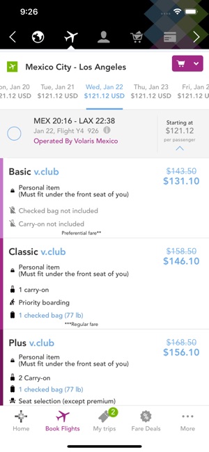 volaris carry on
