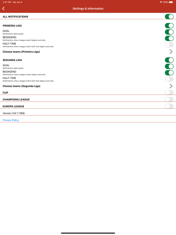 Football Portugal iPad screenshot 10 - Sports app