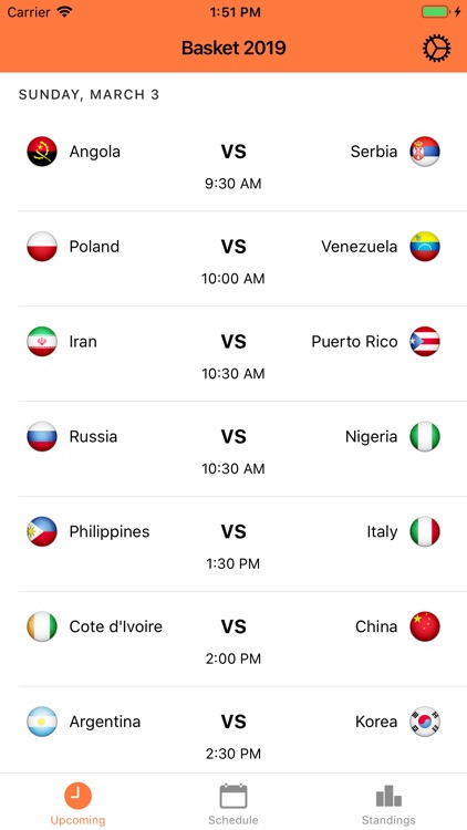 Live Scores for Basket, 2019