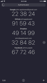 Authenticator screenshot