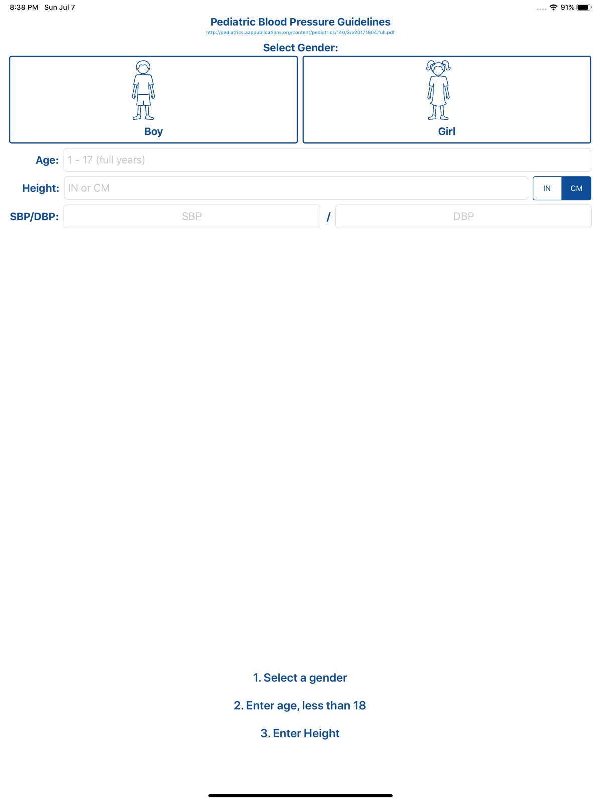 Pediatric Blood Pressure ipad screenshot 1