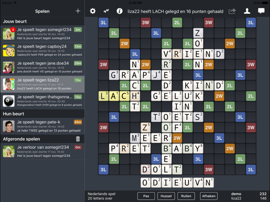 Wordfeud iPad app afbeelding 1