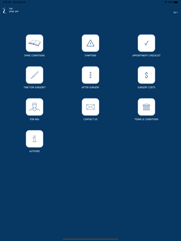 The SpineApp iPad screenshot 1 - Medical app