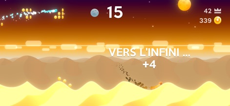 Dune! - Witness the distinctive dusty landing effects upon impact and the clear real-time score progression display, keeping players informed.