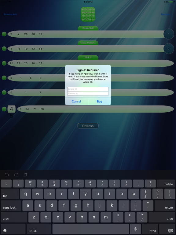 My Lottery App iPad screenshot 3 - Entertainment app