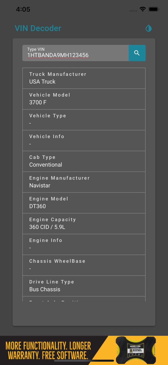Diesel VIN